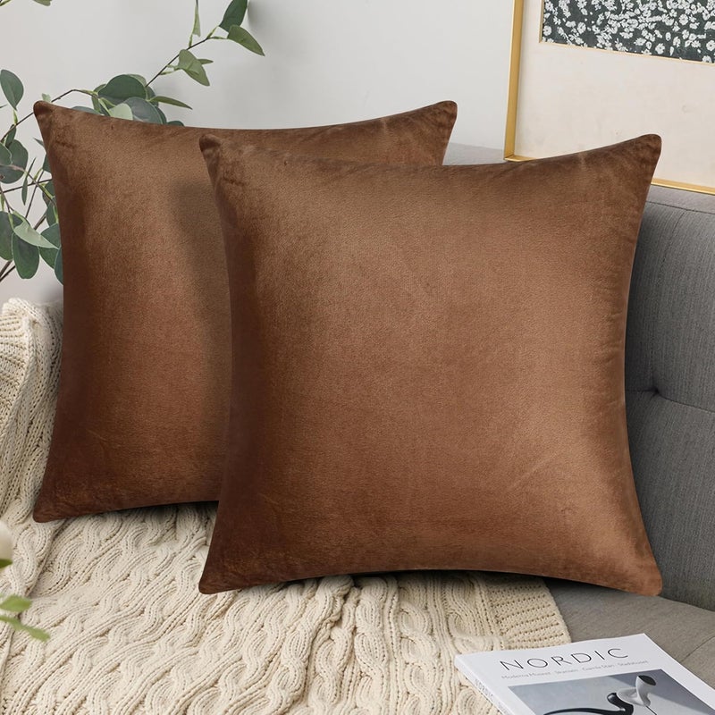 Eminence Home Vespera Dutch Velvet Cushion Cover Set, Brown, 45x45cm (2 Pieces) - Image 2